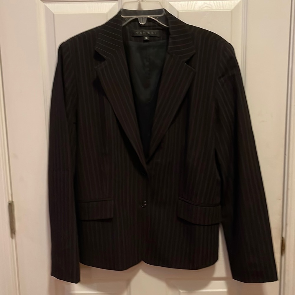 Versai navy pin striped pantsuit